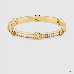 Gucci Gold Crystal-Accented Interlocking G Bangle